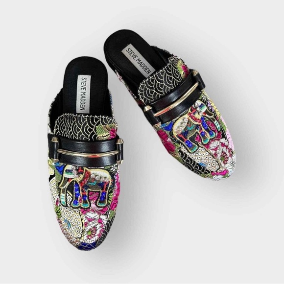 STEVE MADDEN Kandi Mule Elephant Tapestry Shoes Size 6 - Picture 1 of 9
